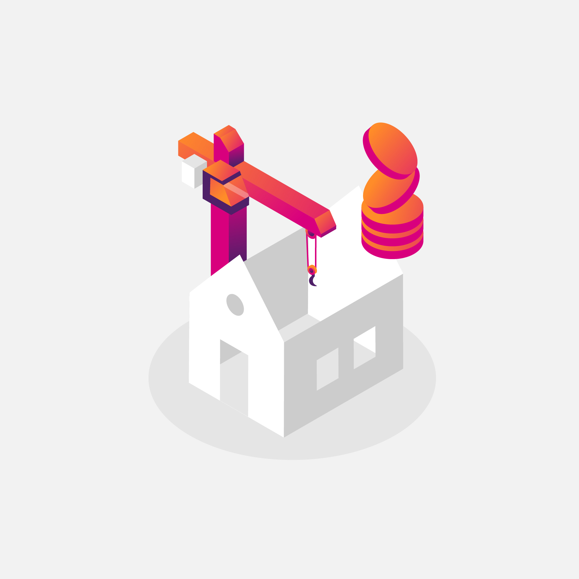 Illustration Haus mit Baukran